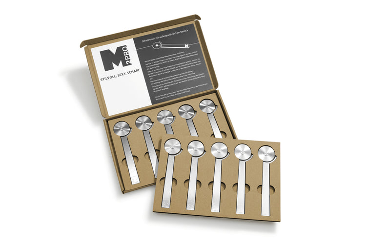 Gelaserte Verpackungsinlays für das 10er-Set des M2Pro.
